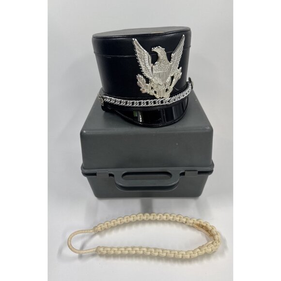 Vintage Marching Band Hat Medium Black Pluribus Eagle Costume Shako Maker w/Case - Picture 1 of 13